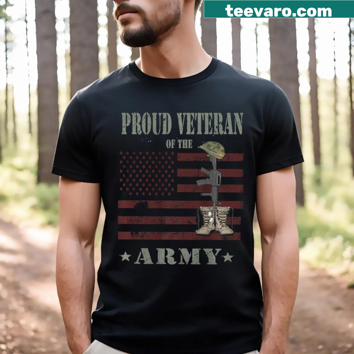 Proud typography design for veterans on a T-shirt — on a men's t-shirt