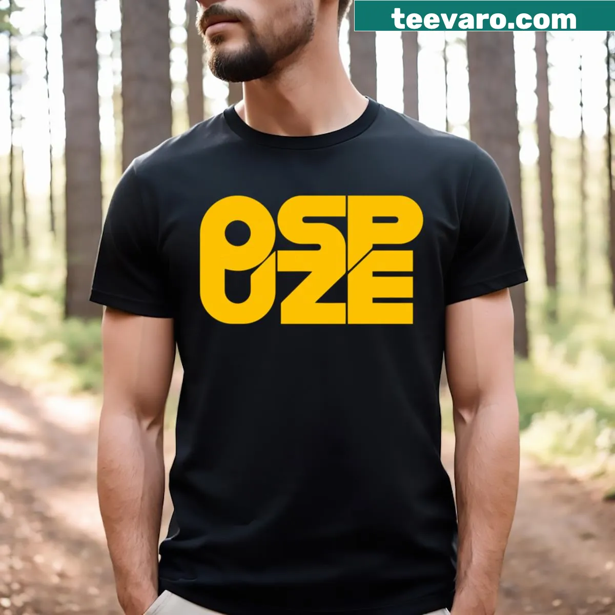 Sporty t-shirt with 'Ospuze The Finals' text — on a men's t-shirt