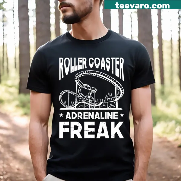 Illustrative roller coaster t-shirt for adrenaline lovers