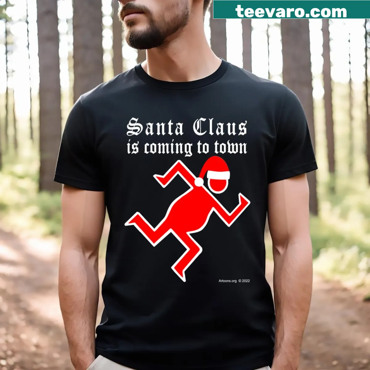 Classic holiday t-shirt with Santa Claus design — on a men's t-shirt