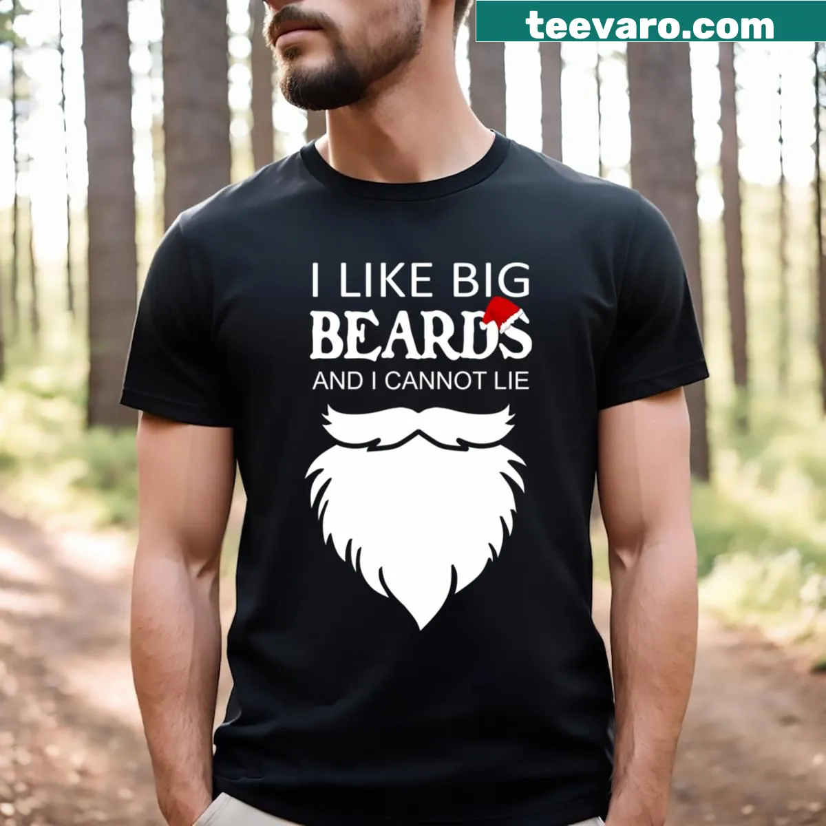 Santa's big beard illustrated on Christmas t-shirt — on a men's t-shirt