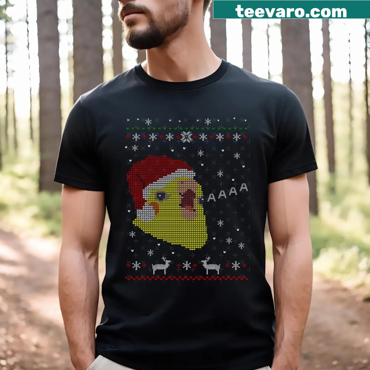 Edgy t-shirt with 'Screamy Christmas' text — on a men's t-shirt