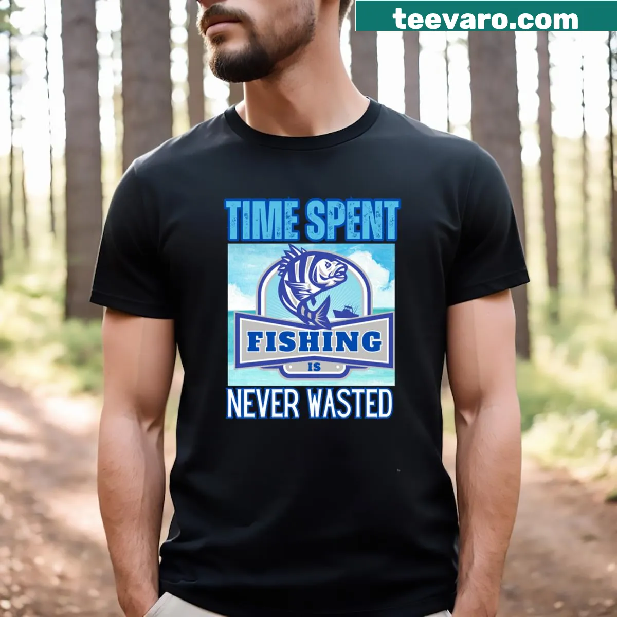 Funny fishing quote t-shirt with humorous saying — on a men's t-shirt