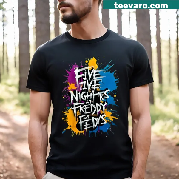 Typography t-shirt featuring text from Five Nights At Freddy's game.