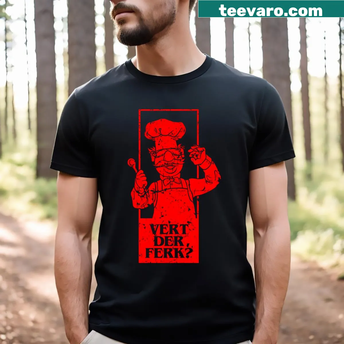 Retro-style T-shirt featuring the Swedish Chef in a playful design — on a men's t-shirt