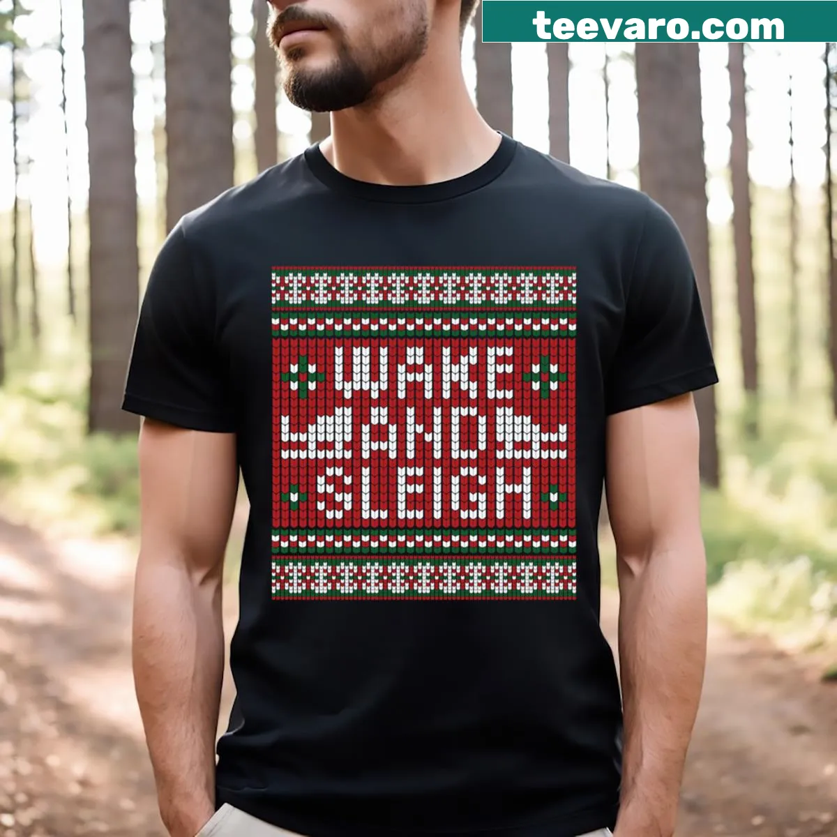 Christmas T-shirt with cheerful text design — on a men's t-shirt
