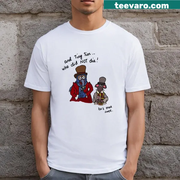 Whimsical t-shirt featuring Tiny Tim from A Muppet Christmas Carol