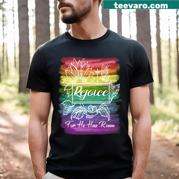 Inspirational Easter T-shirt with 'He Is Risen' text