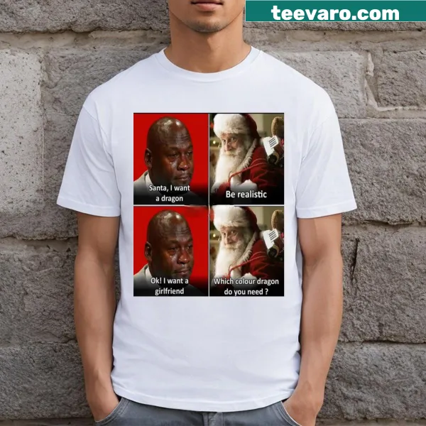Christmas-themed t-shirt featuring a humorous meme design