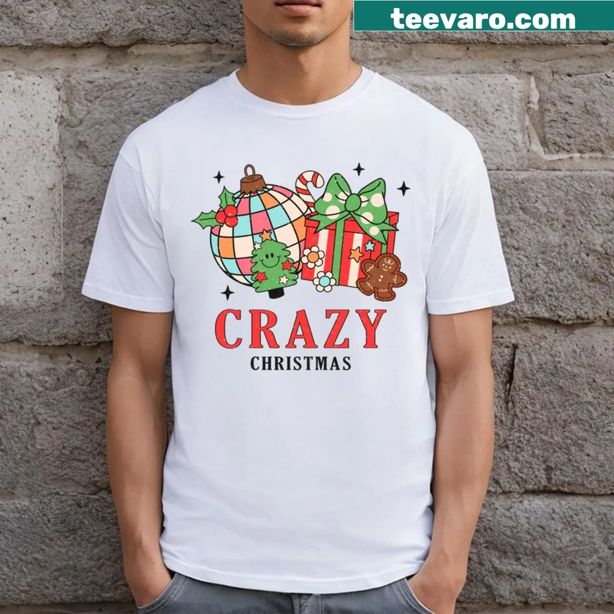Funny Christmas-themed T-shirt with humorous text — on a men's t-shirt