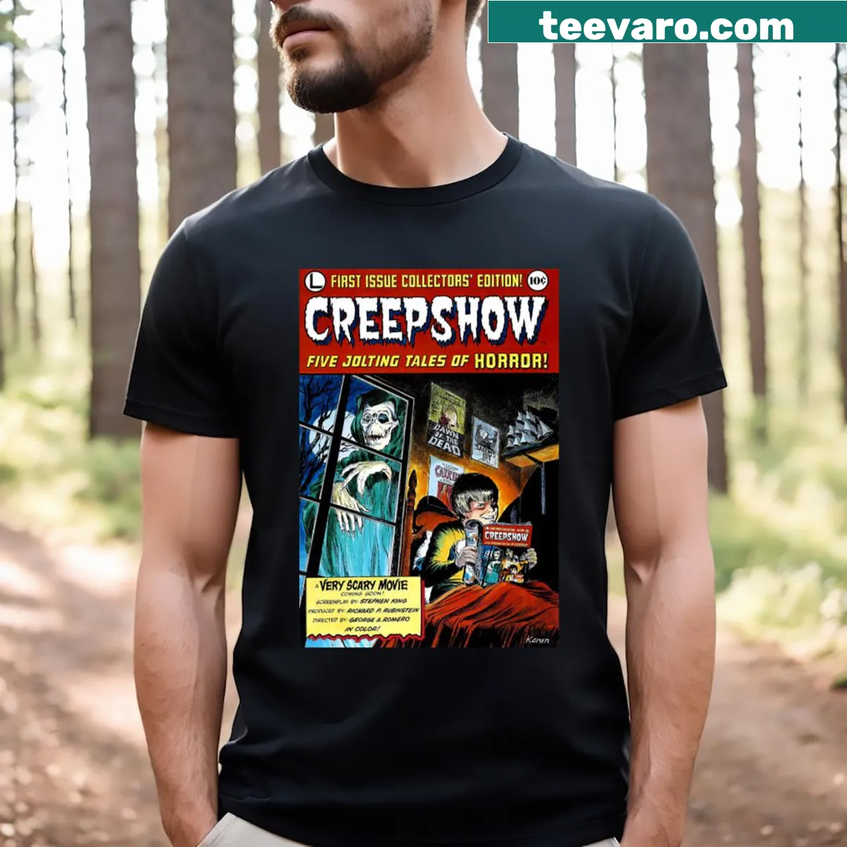 Creepshow theatrical poster t-shirt featuring iconic horror artwork — on a men's t-shirt