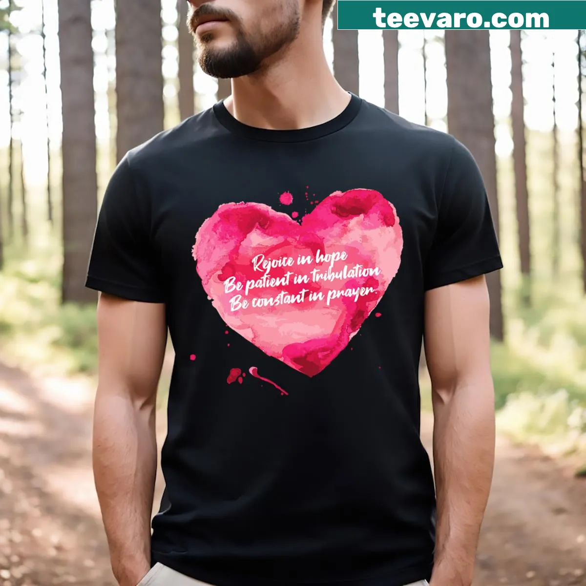 Inspirational T-shirt with faith-based message — on a men's t-shirt