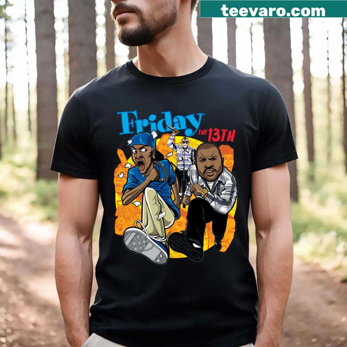 T-shirt inspired by Friday the 13th horror movie series — on a men's t-shirt