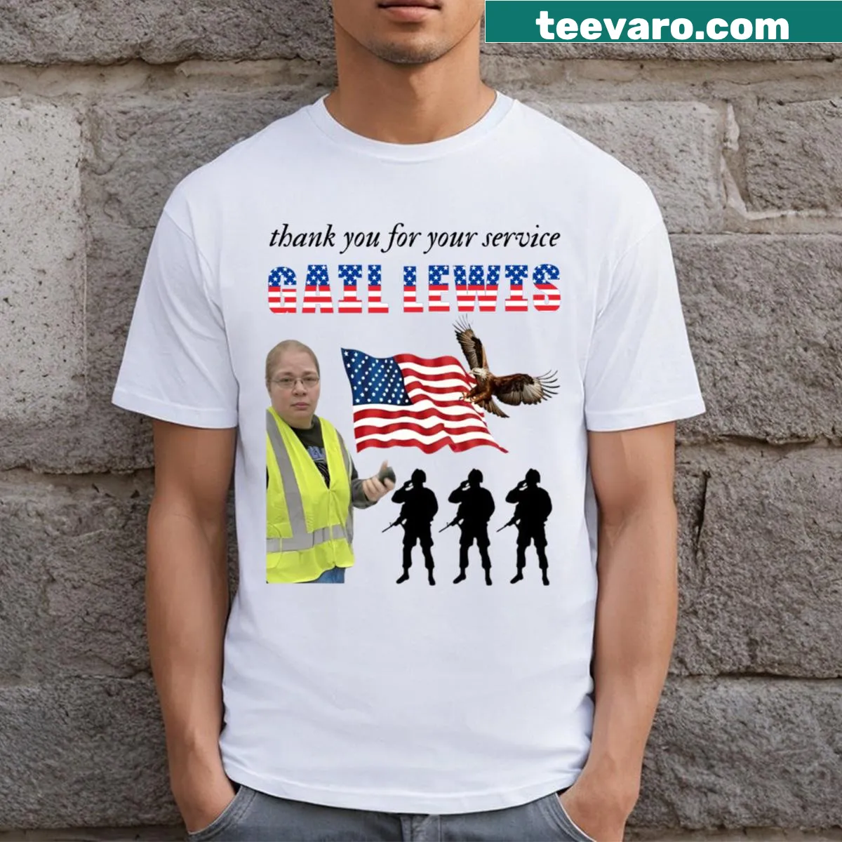 Gail Lewis Walmart humorous T-shirt — on a men's t-shirt