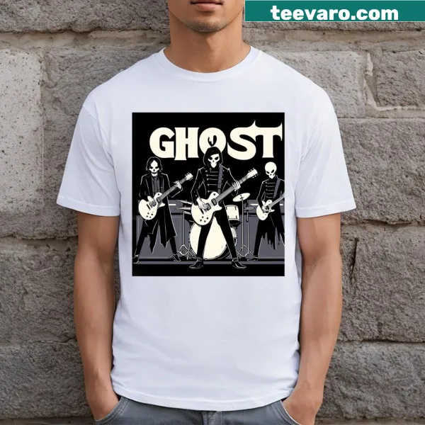 Illustrative Ghost Band graphic T-shirt with ethereal design elements