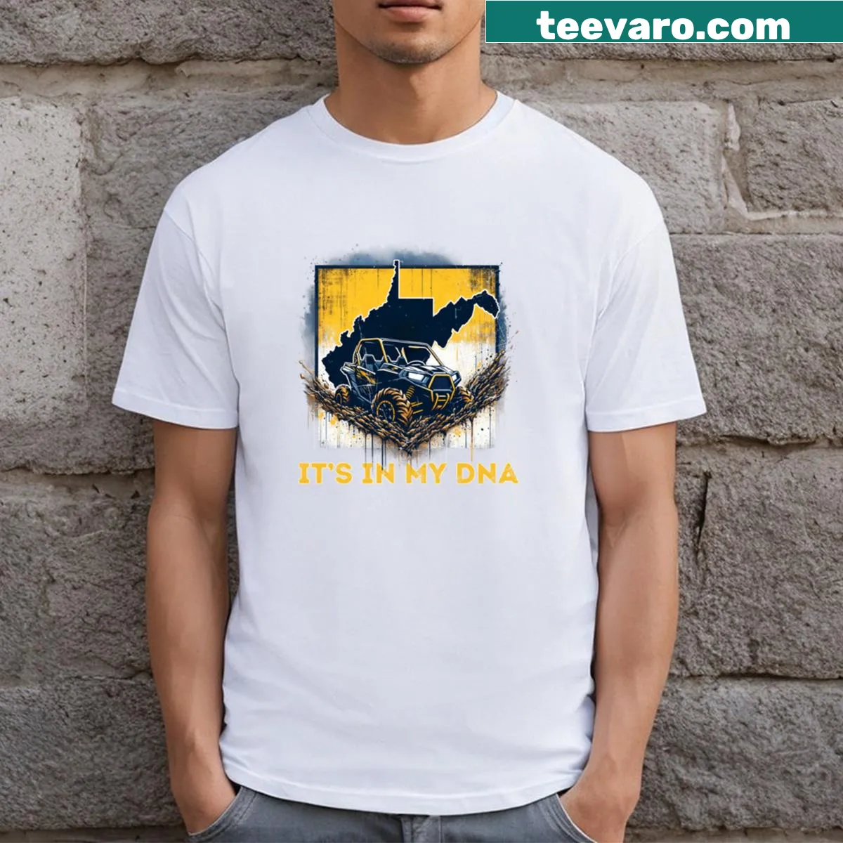 West Virginia-themed t-shirt featuring the Hatfield-McCoy Trail graphic. — on a men's t-shirt