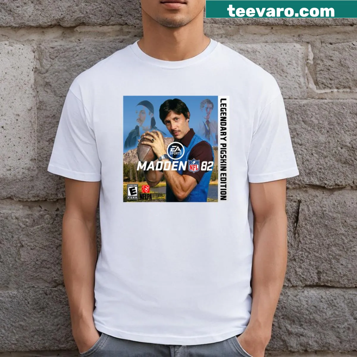 Madden 82 Uncle Rico T-shirt with nostalgic graphics — on a men's t-shirt