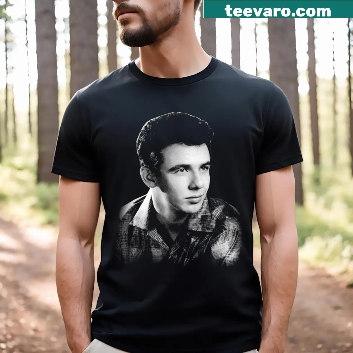 Bluesy tribute T-shirt with Oh! Suzyq phrase — on a men's t-shirt