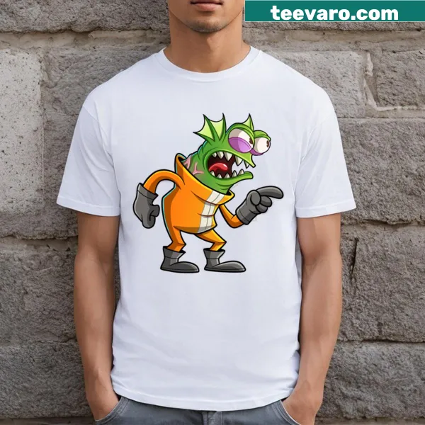 T-shirt with an illustration of an angry monster