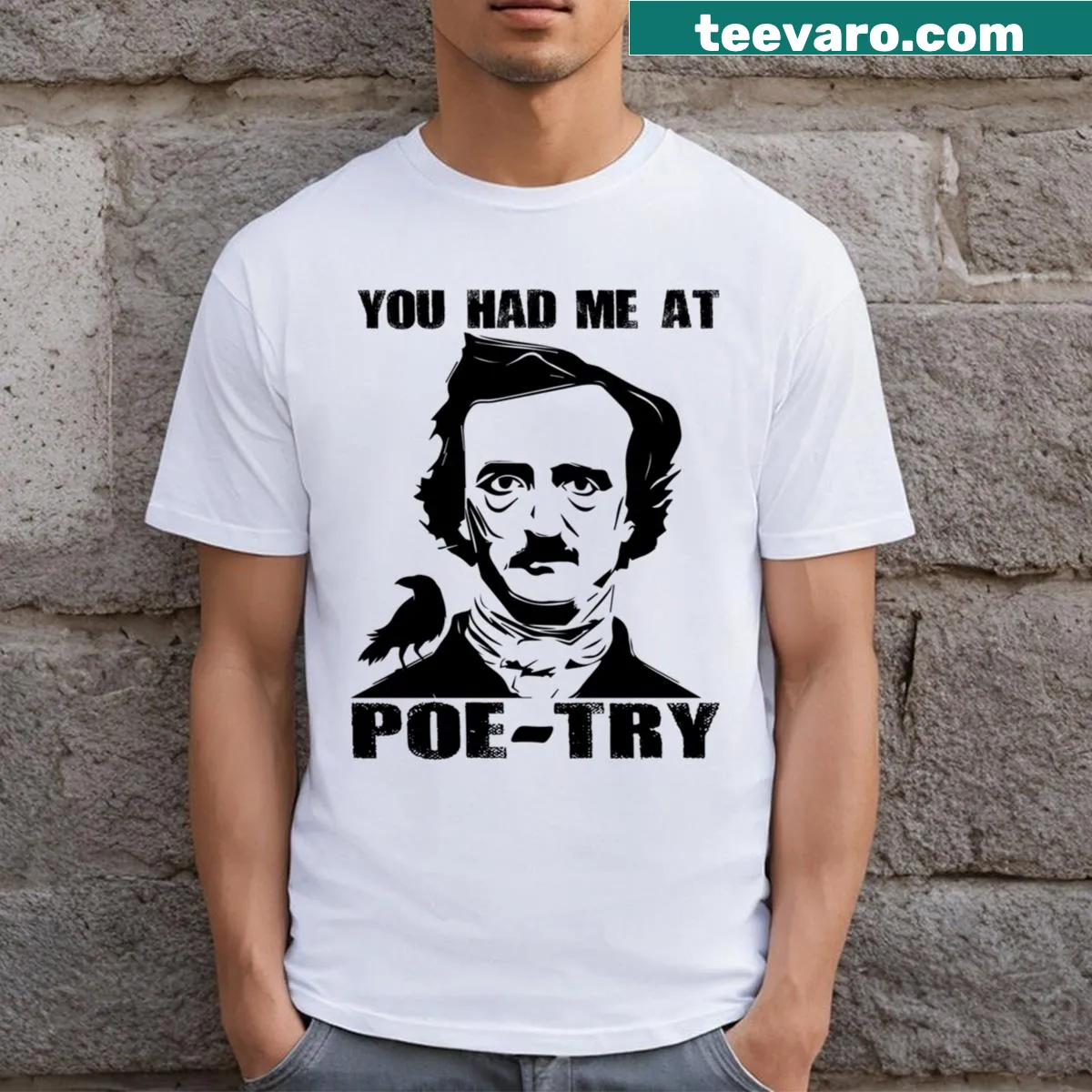 T-shirt with the phrase 'You Had Me At Poetry' — on a men's t-shirt