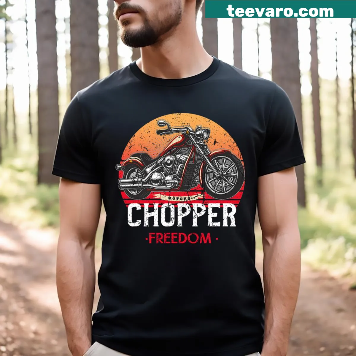 Vintage chopper motorcycle graphic on a distressed T-shirt — on a men's t-shirt