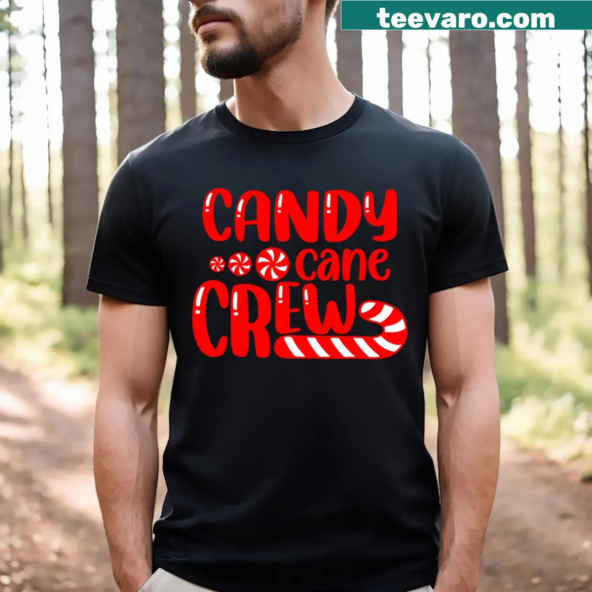 Cute cartoon Candy Cane Crew T-shirt for kids — on a men's t-shirt