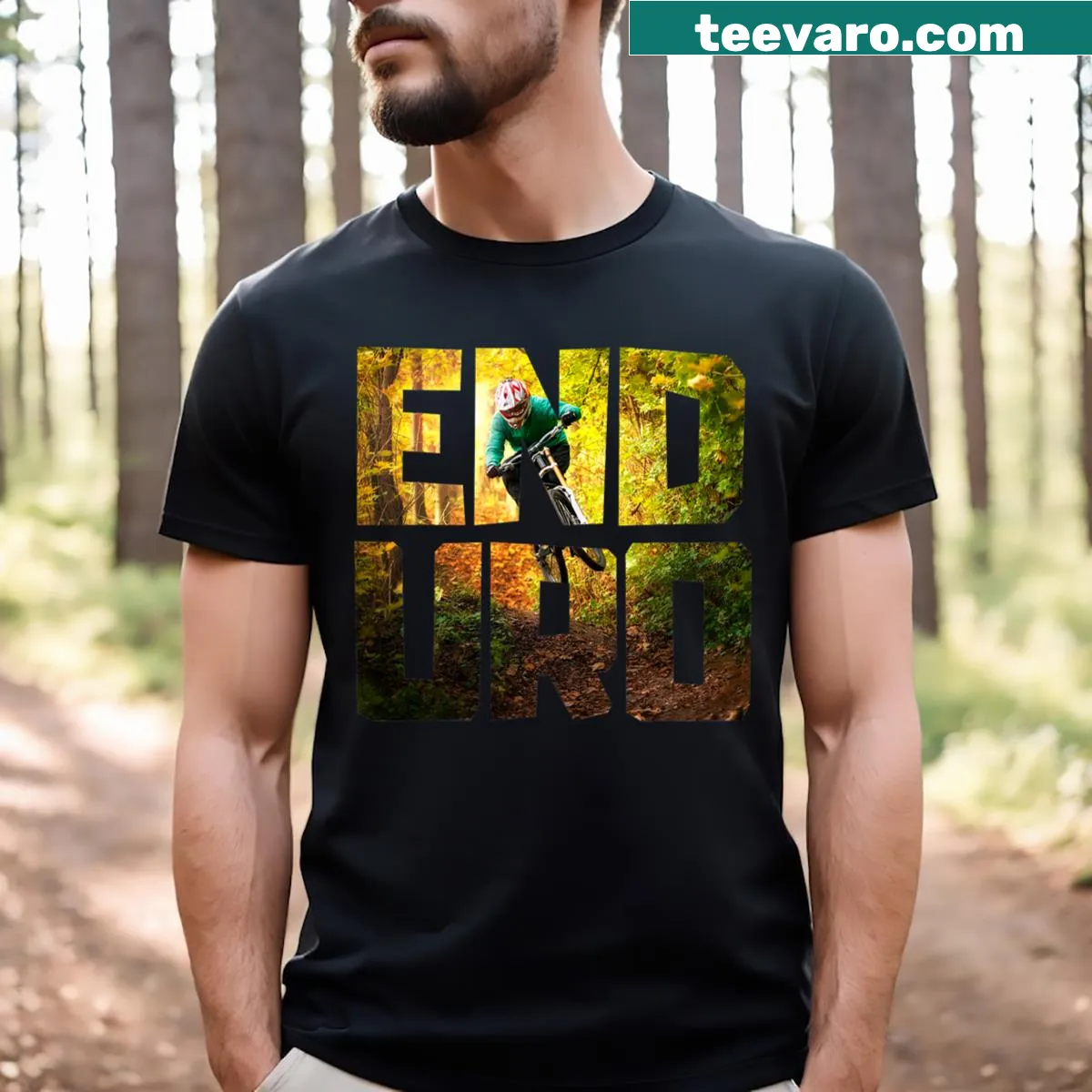 Mountain biking-themed T-shirt for enthusiasts. — on a men's t-shirt