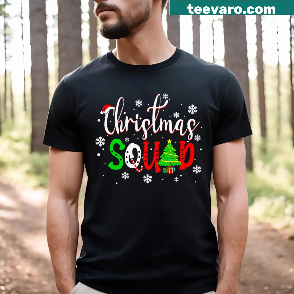 Funny Christmas t-shirt featuring a Santa hat and family theme — on a men's t-shirt