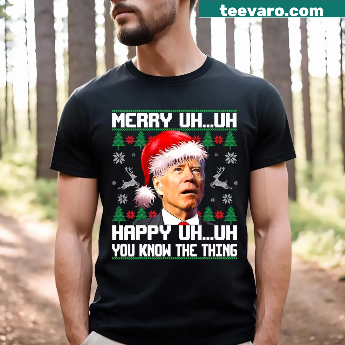 Funny Santa Joe Biden Christmas T-shirt with a humorous design — on a men's t-shirt