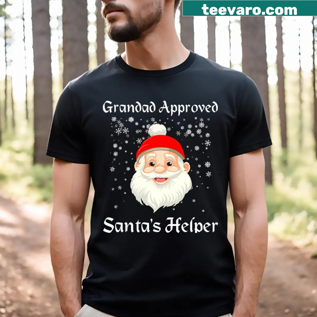 Funny Christmas tee with a playful 'Santa's Helper' graphic — on a men's t-shirt