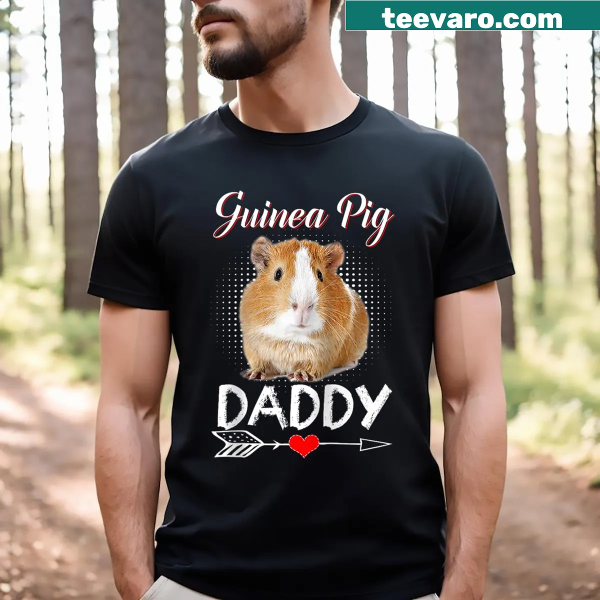 Cute guinea pig graphic on raglan baseball tee — on a men's t-shirt