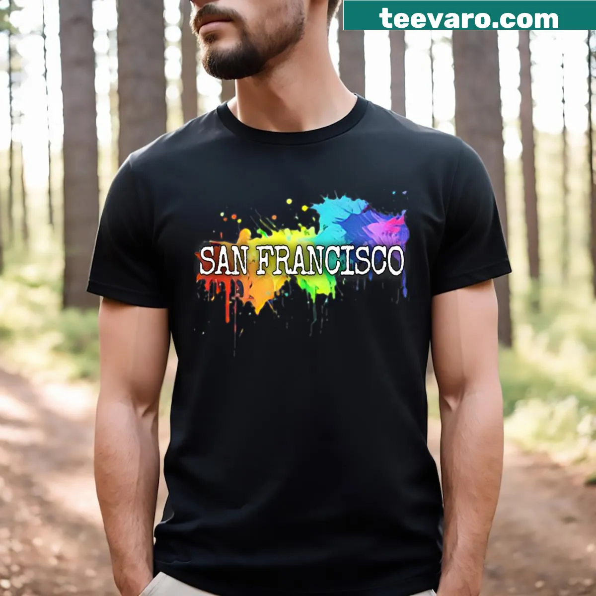 Typography design celebrating San Francisco on a T-shirt — on a men's t-shirt