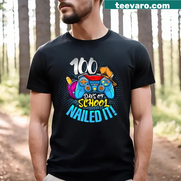 Fun typography celebrating 100 days of school on t-shirt