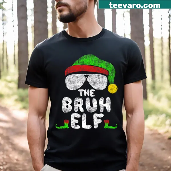 Matching family Christmas t-shirt with Bruh Elf graphic