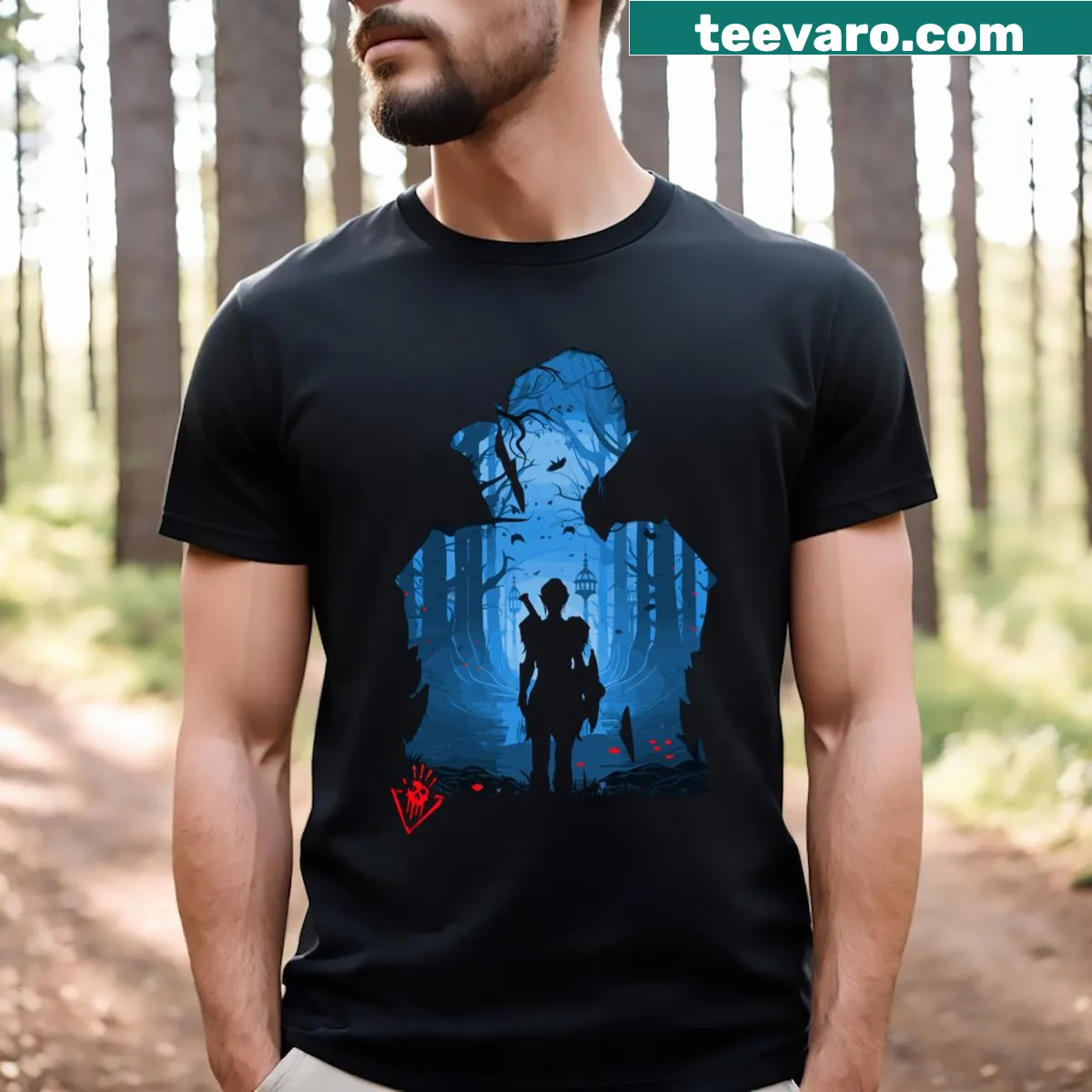 Baldurs Gate 3 t-shirt featuring Minthara Negative Illusion artwork. — on a men's t-shirt