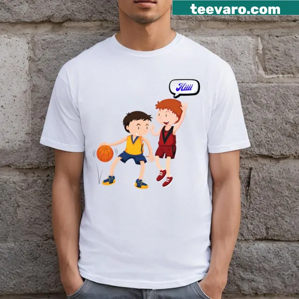 Funny basketball evolution graphic t-shirt with playful illustration