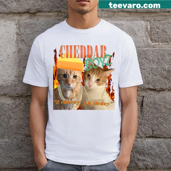 Playful T-shirt featuring the humorous Cheddar Boyz design.