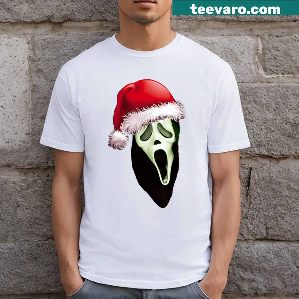 Graphic of a character screaming for Christmas — on a men's t-shirt