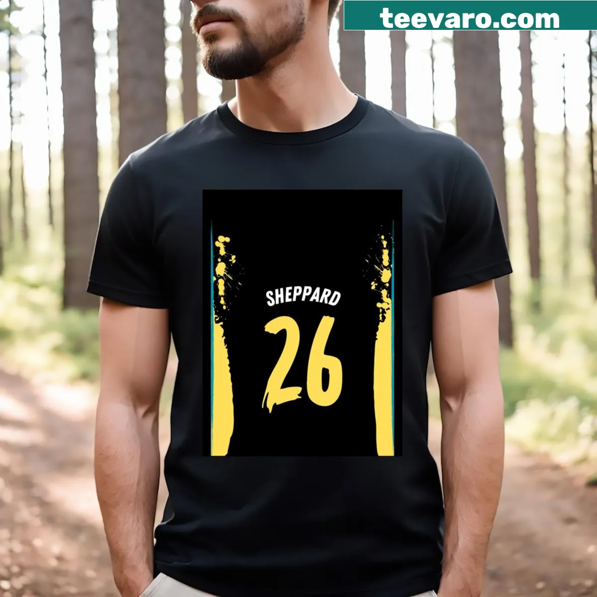 Dynamic Indiana Pacers graphic T-shirt featuring a striking jersey design — on a men's t-shirt