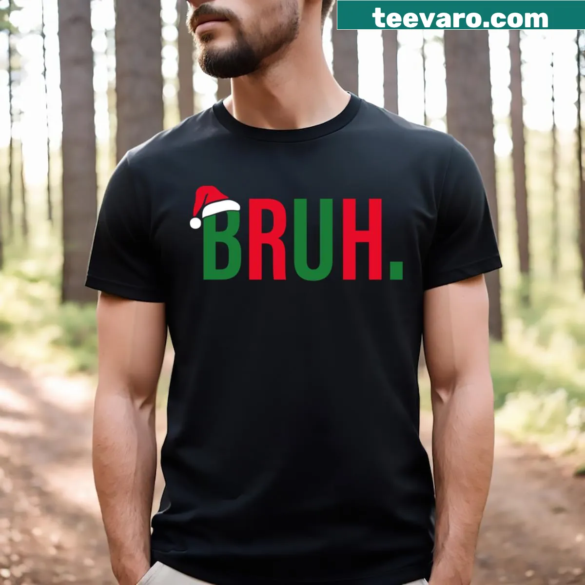 Funny Christmas t-shirt with 'Bruh' graphic for men — on a men's t-shirt