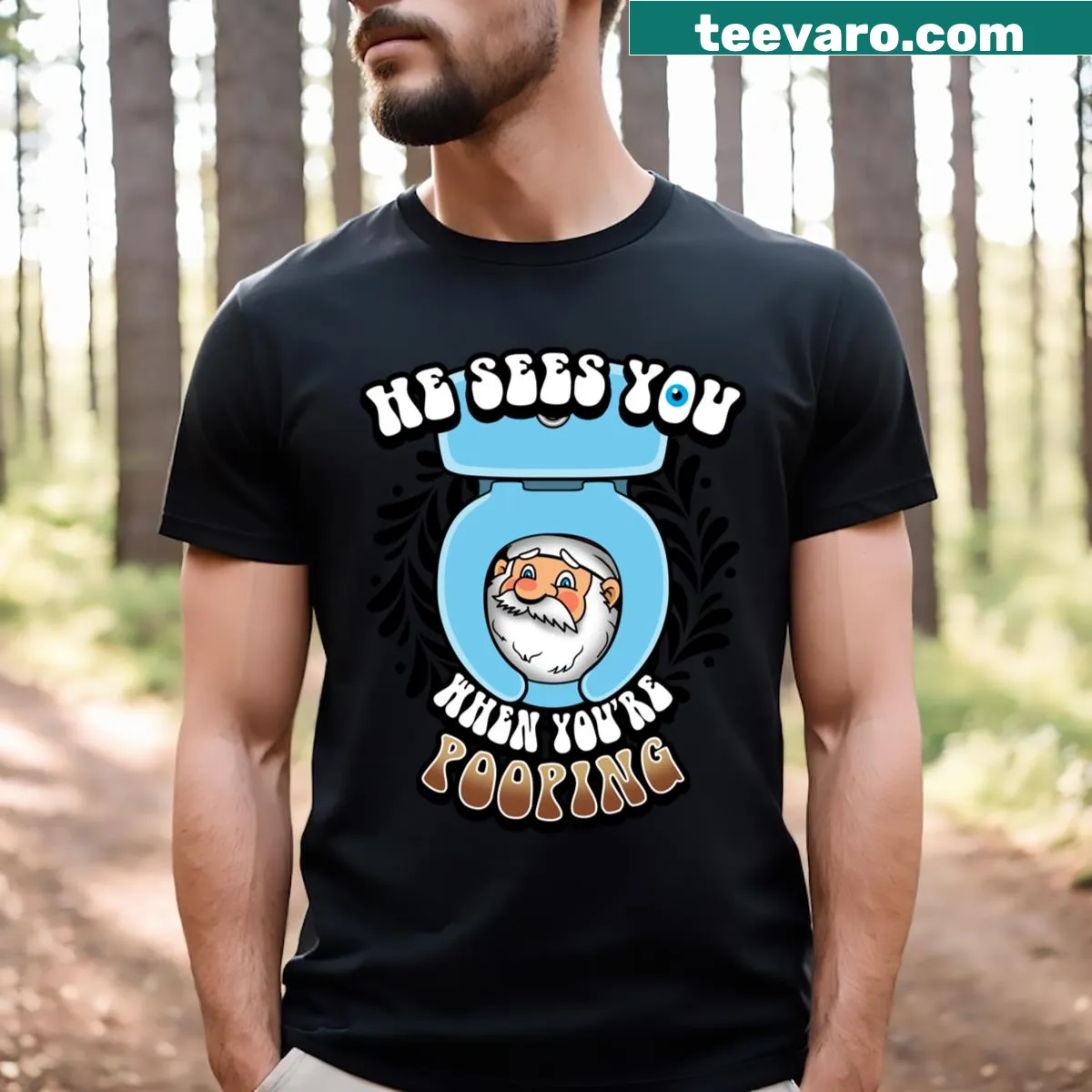 Funny Santa Claus t-shirt with a humorous meme design — on a men's t-shirt