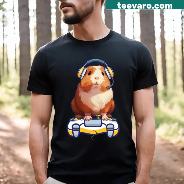 Cartoon design of a guinea pig gamer
