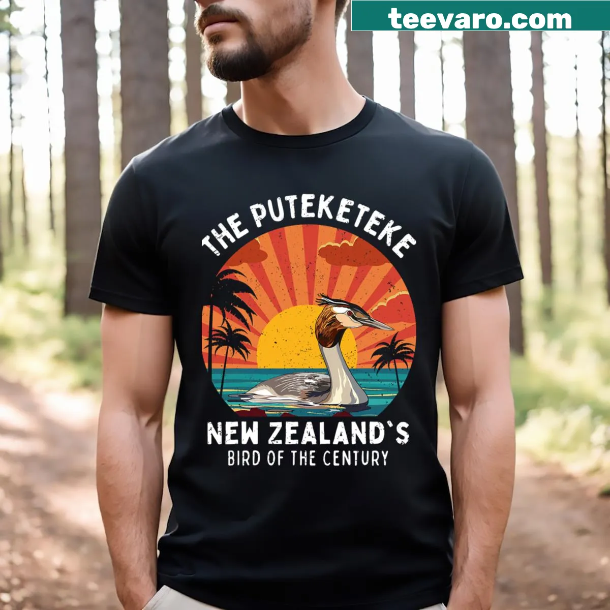 Vintage-style T-shirt featuring New Zealand's Bird of the Century design. — on a men's t-shirt