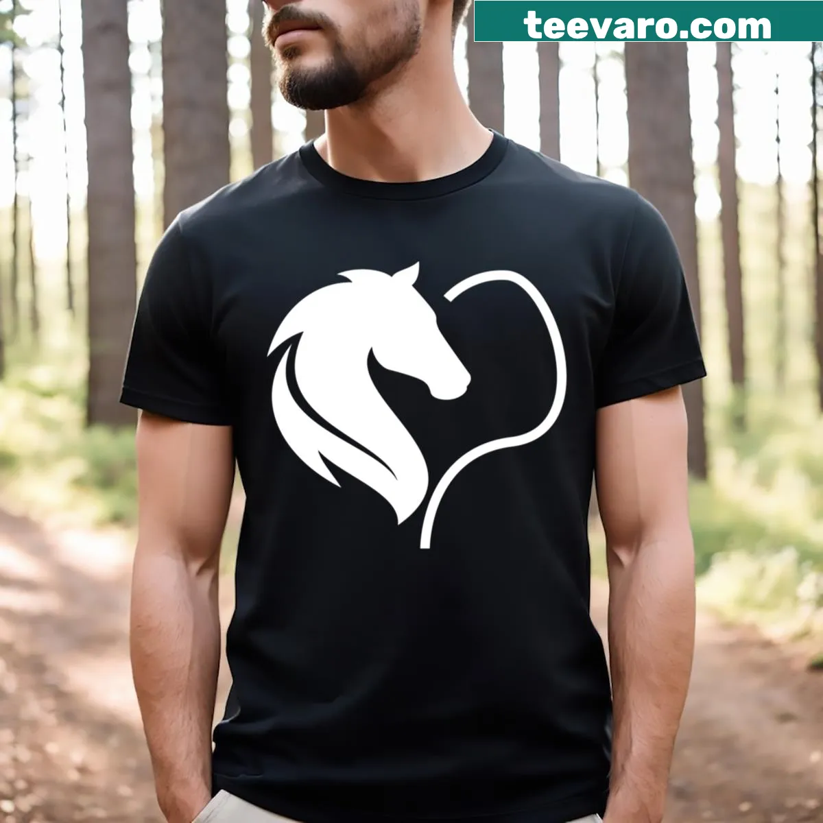 Funny horse-themed t-shirt with 'I Love My Horse' phrase — on a men's t-shirt