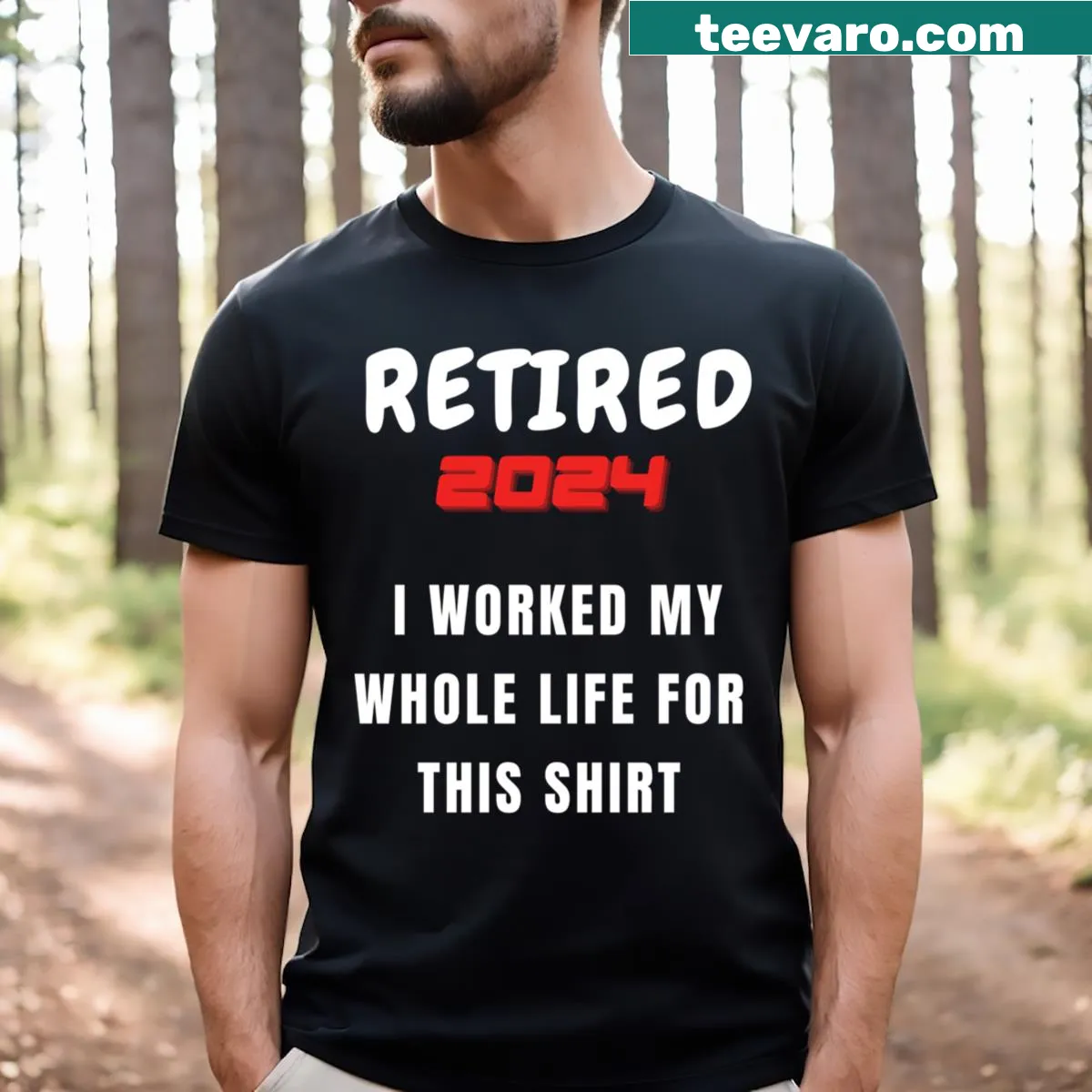 Funny retirement tee with loading graphic and humorous text — on a men's t-shirt