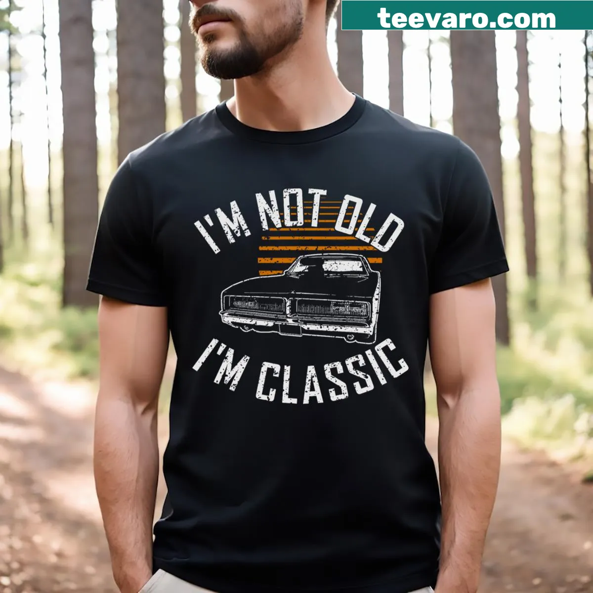 Funny car-themed birthday T-shirt for dads and grandpas — on a men's t-shirt