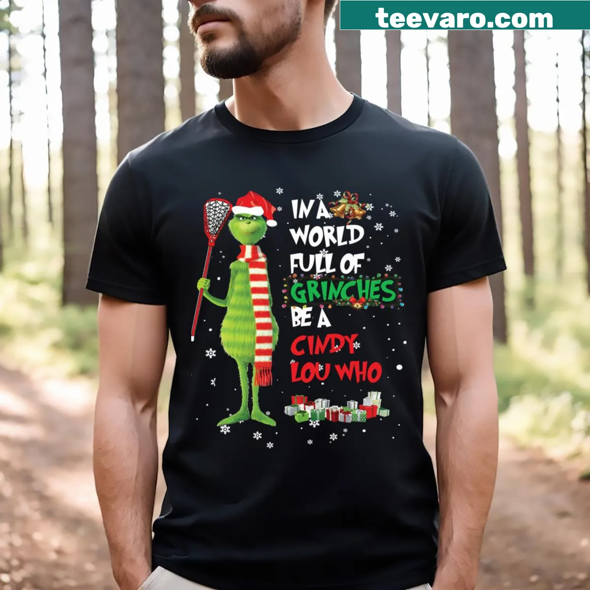 Inspirational holiday design with Cindy Lou Who text — on a men's t-shirt