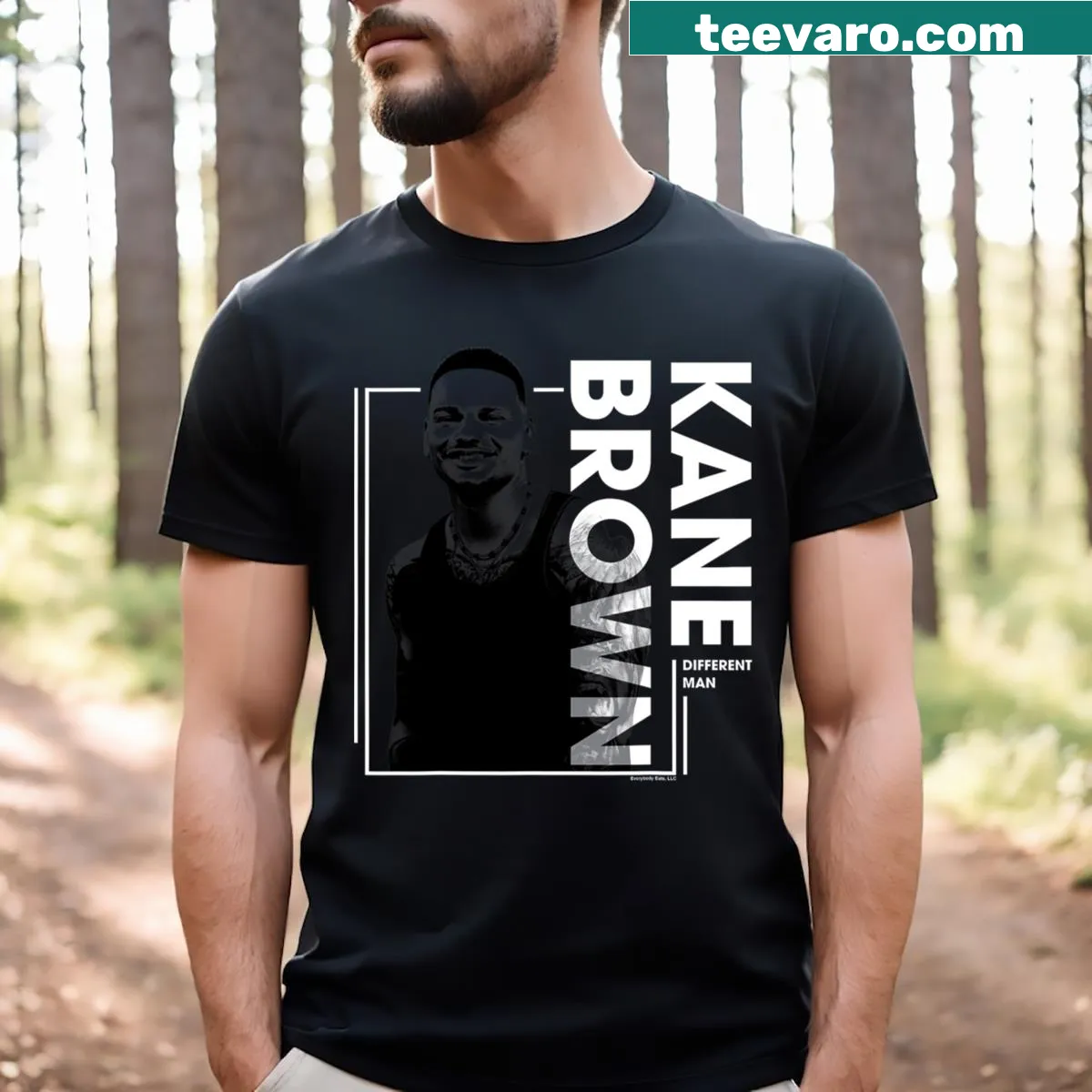 Stylized graphic T-shirt inspired by Kane Brown featuring white lines — on a men's t-shirt