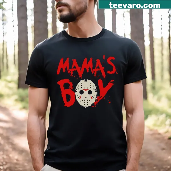 Cartoon Jason Voorhees graphic with funny text for kids on a t-shirt
