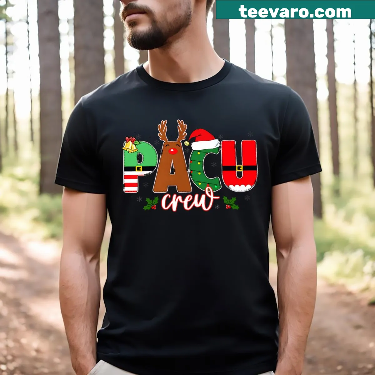Reindeer illustration with nursing theme for Christmas t-shirt. — on a men's t-shirt